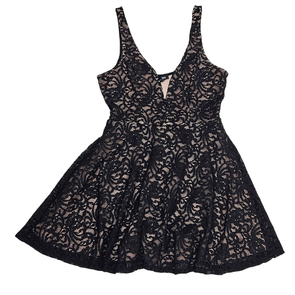 Express Black Lace Fit & Flare Mini Dress‎ Sleeveless Party Cocktail